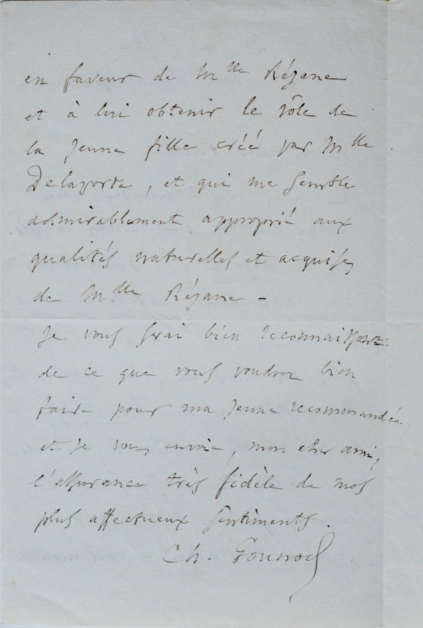 Gounod recommande Réjane à Octave Feuillet pour le Vaudeville – vue 3 Gounod recommande Réjane à Octave Feuillet pour le Vaudeville – vue 3