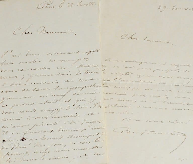 Deux lettres du peintre Benjamin-Constant