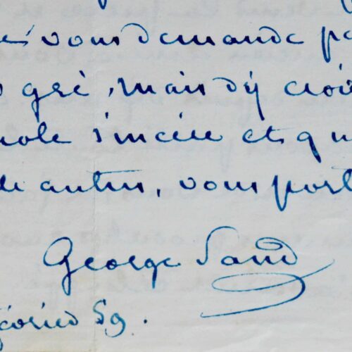 Très belle déclaration d'admiration de George Sand à Octave Feuillet