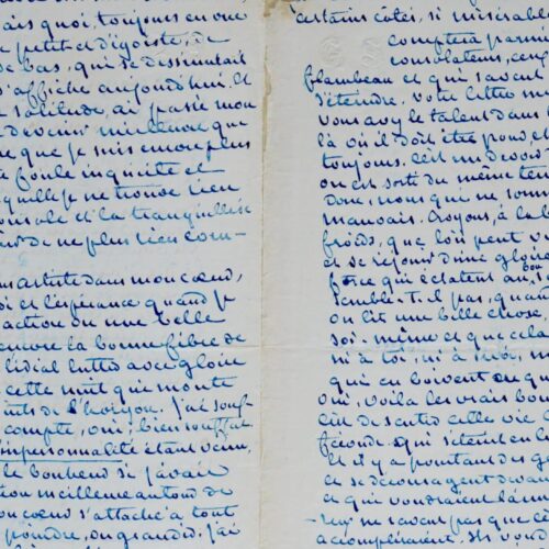 Superbe lettre de George Sand à Octave Feuillet, sur les souffrances et les espoirs