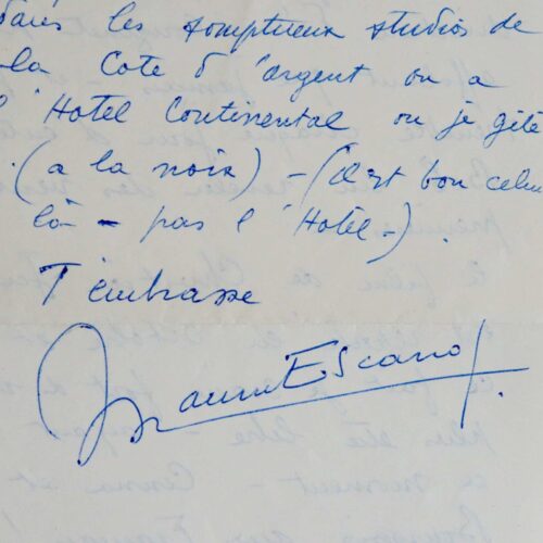 Lettre de Maurice Escande à Hélène Midoux "Merveille de ma vie"