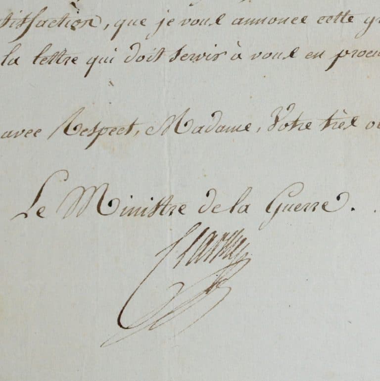 Le duc de Feltre, sur ordre de l&rsquo;Empereur, alloue une pension à la veuve du général Sheldon