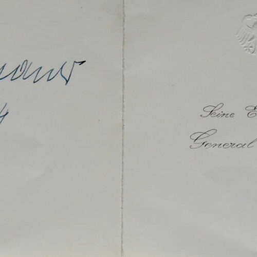 Konrad Adenauer signe le menu du dîner de départ du général Ganeval – vue 2