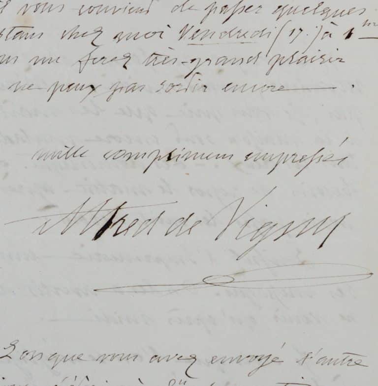 Lettre d&rsquo;Alfred de Vigny à son éditeur évoquant la réédition de Cinq-mars