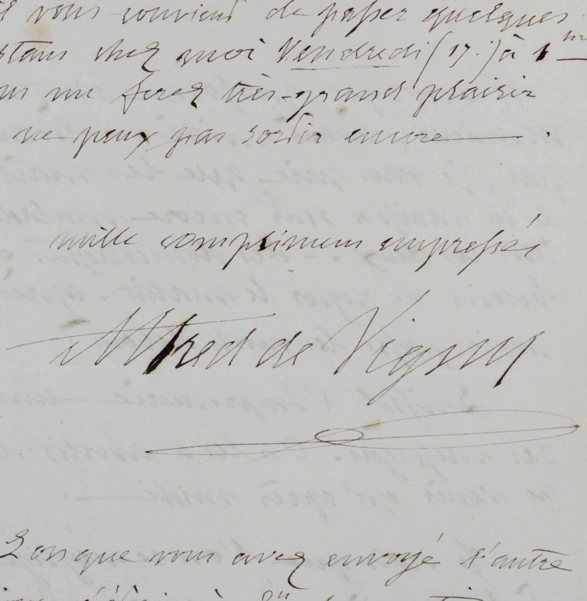 Lettre d’Alfred de Vigny à son éditeur évoquant la réédition de Cinq-mars