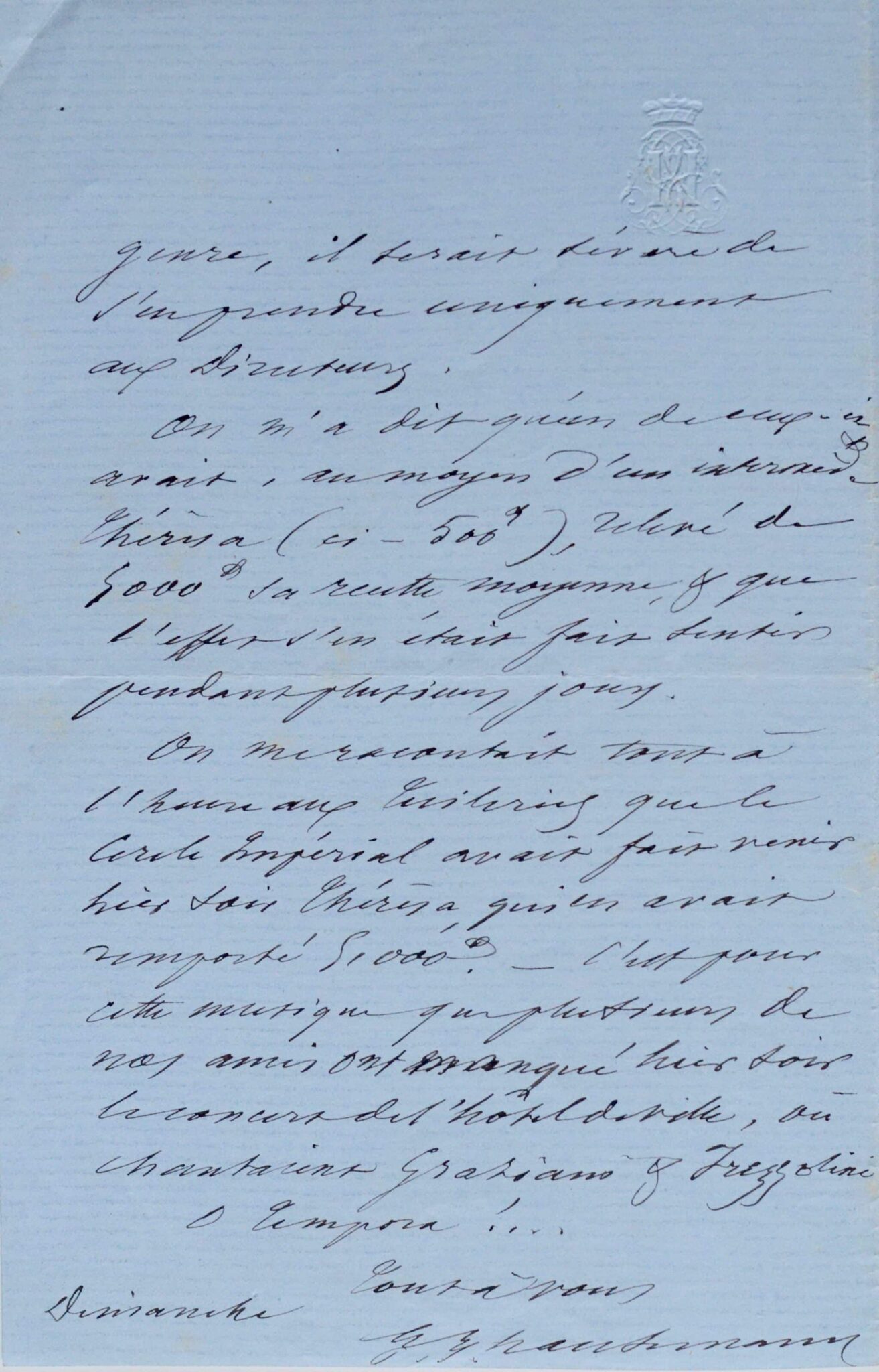 Le baron Haussmann s'étonne du succès de la chanteuse de cabaret Thérésa – vue 3 Le baron Haussmann s'étonne du succès de la chanteuse de cabaret Thérésa – vue 3