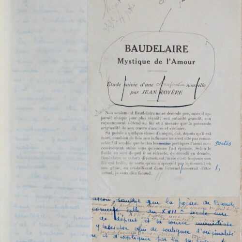 Baudelaire, Mystique de l'amour : manuscrit de travail complet de Jean Royère
