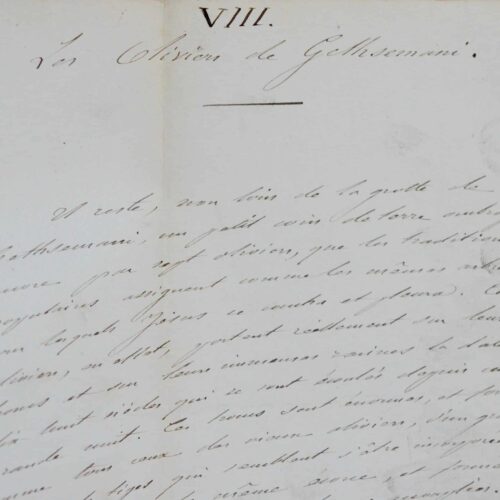 Manuscrit du naturaliste Jean-Henri Fabre, intitulé "Les oliviers de Gethsemani"