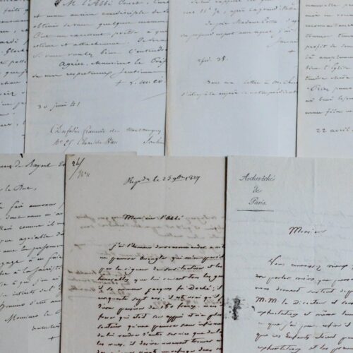 Ensemble de 7 lettres des évêques de Versailles Borderies et Blanquart de Bailleul
