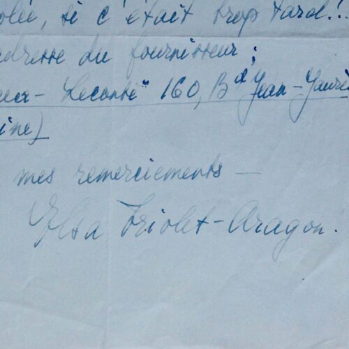 Elsa Triolet reçoit deux lettres l'une pour elle, l'autre pour Louis Aragon