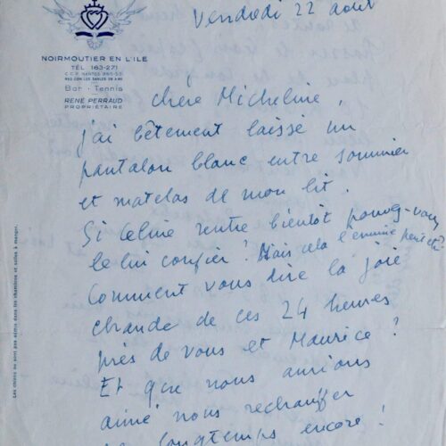 Jolie lettre du cinéaste Robert Bresson – vue 2