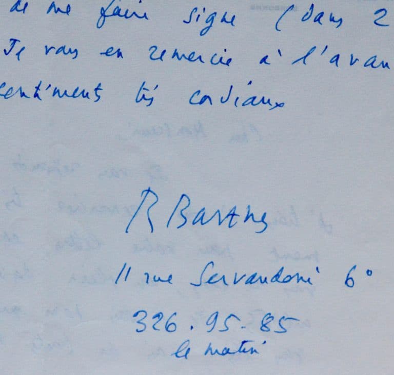 Roland Barthes écrit au philosophe Marc Soriano