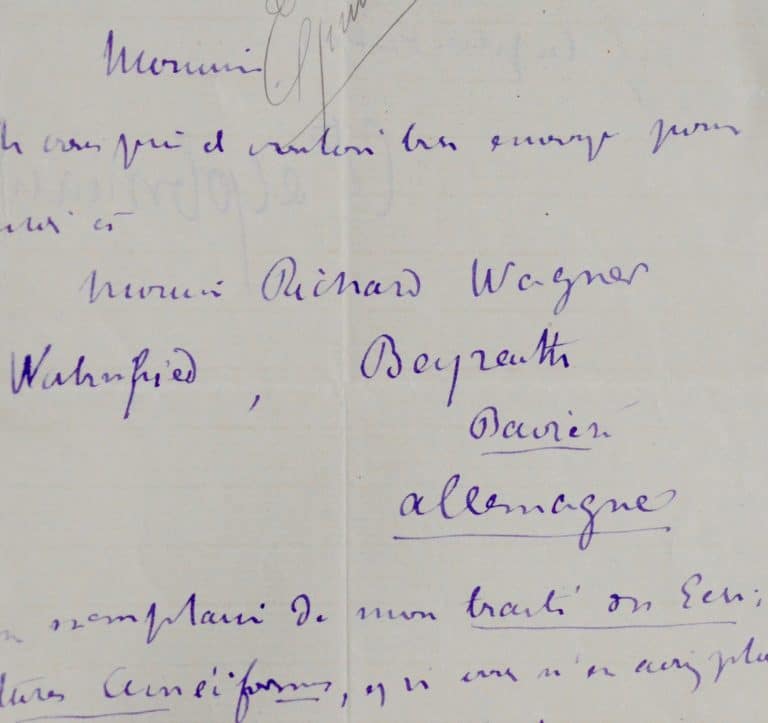 Arthur de Gobineau envoie à Richard Wagner son Traité des écritures cunéiformes