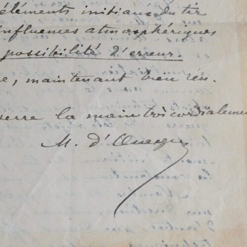Très intéressante lettre de Maurice d'Ocagne sur l'application de la nomographie