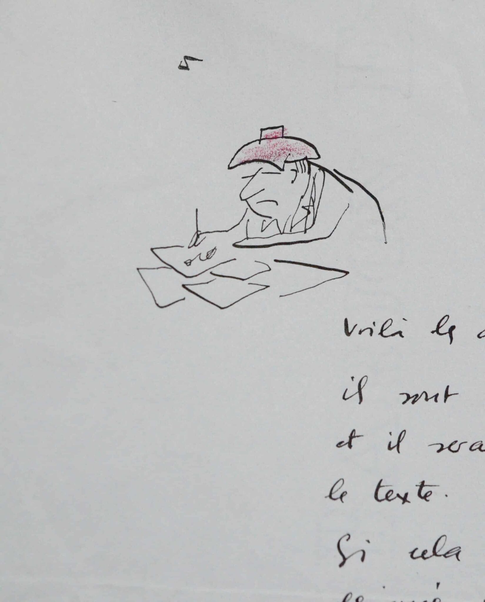 Belle lettre de Sempé illustrée d'un autoportrait – vue 3 Belle lettre de Sempé illustrée d'un autoportrait – vue 3