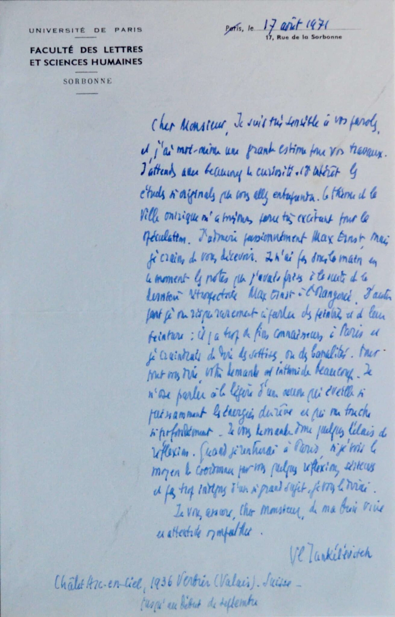 Vladimir Jankélévitch et « les énergies du rêve » de Max Ernst