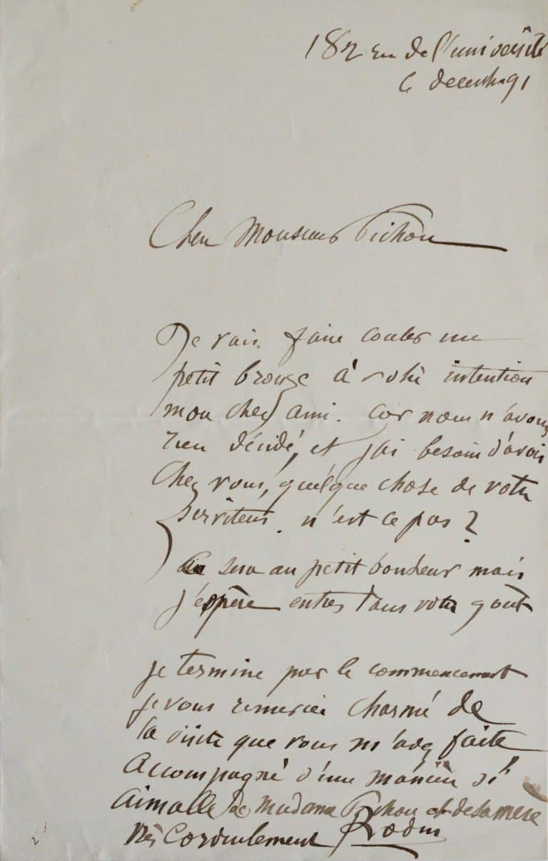 Auguste Rodin à Pichon : « Je vais faire couler un petit bronze à votre intention »