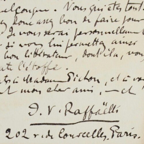 Intéressante correspondance de Jean-François Raffaëlli à Pichon sur la réalisation de son portrait