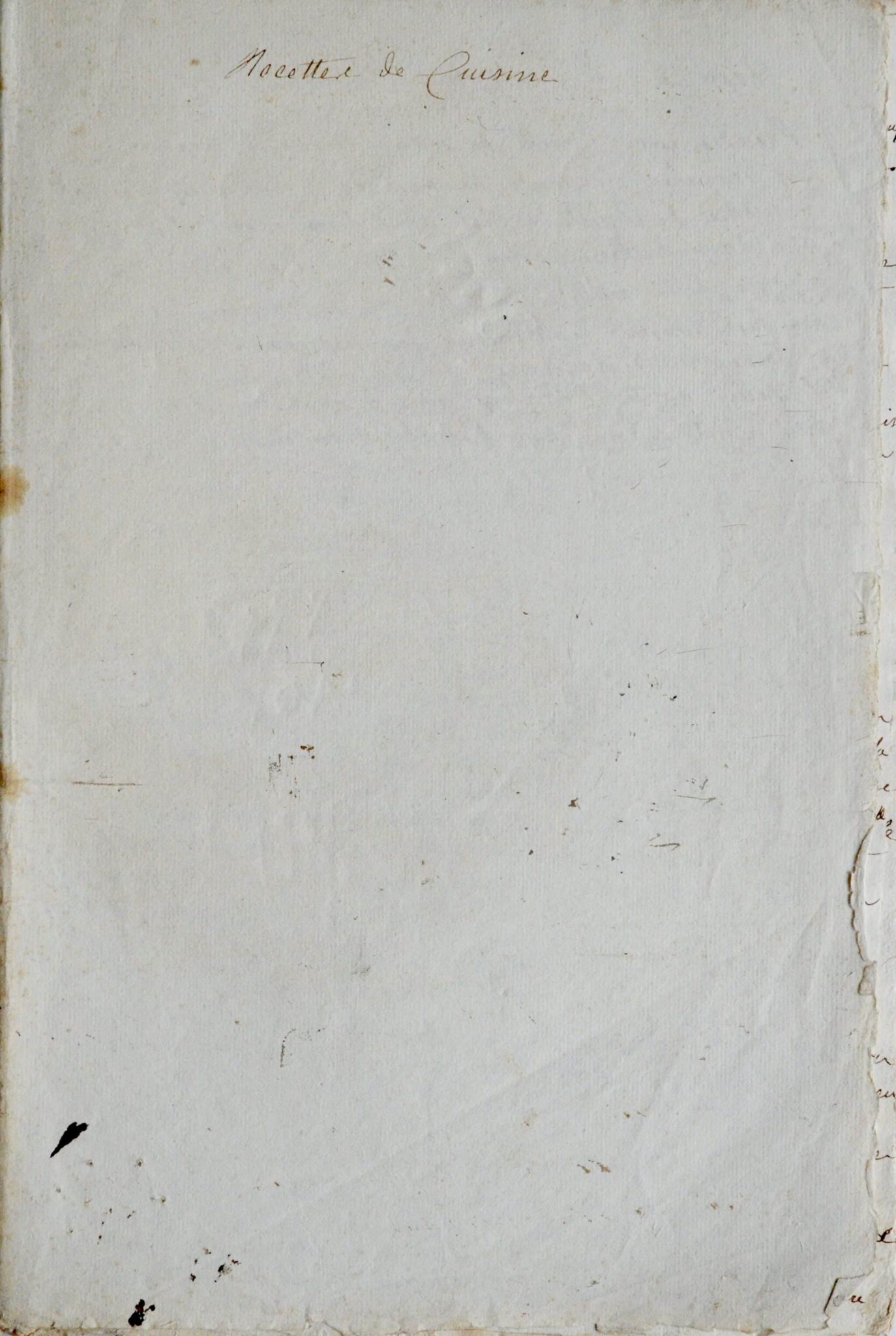 Recueil manuscrit du XVIIIe de recettes de cuisine – vue 3 Recueil manuscrit du XVIIIe de recettes de cuisine – vue 3