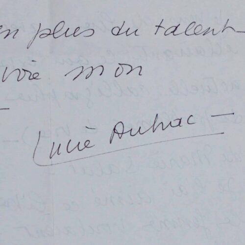 Belle lettre de Lucie Aubrac à Régine Deforges
