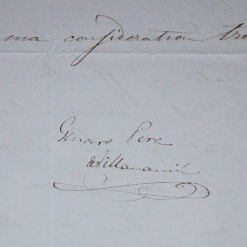 Deux lettres du peintre et lithographe espagnol Genaro Pérez de Villaamil