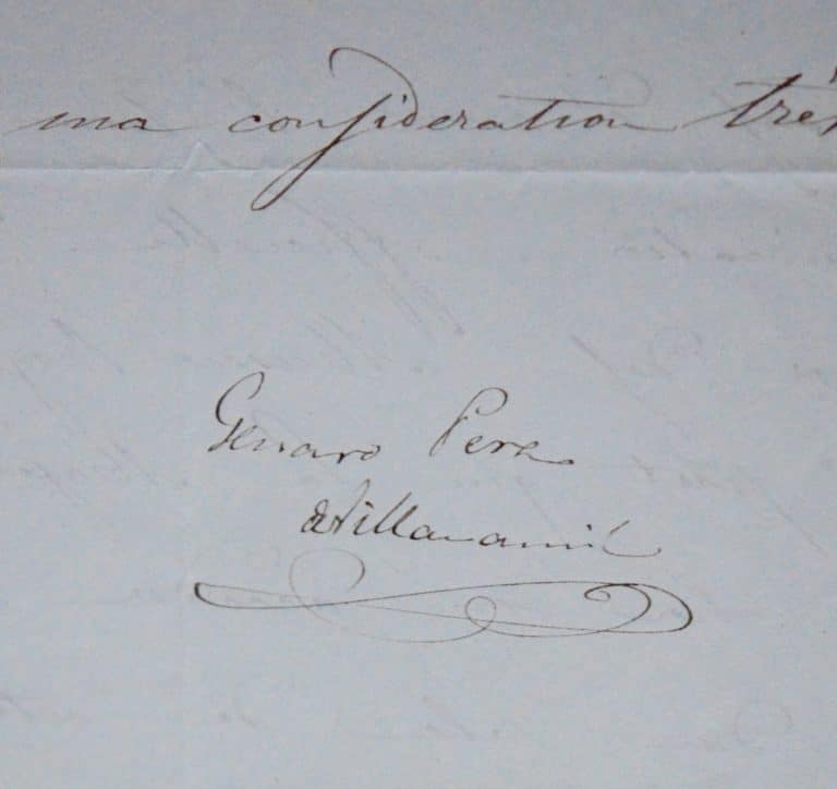 Deux lettres du peintre et lithographe espagnol Genaro Pérez de Villaamil