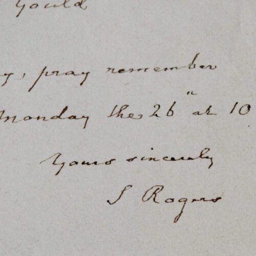 Petit billet du poète anglais Samuel Rogers