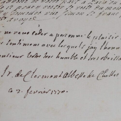 Lettre de l'Abbesse de Chelles, Anne de Clermont-Gessan