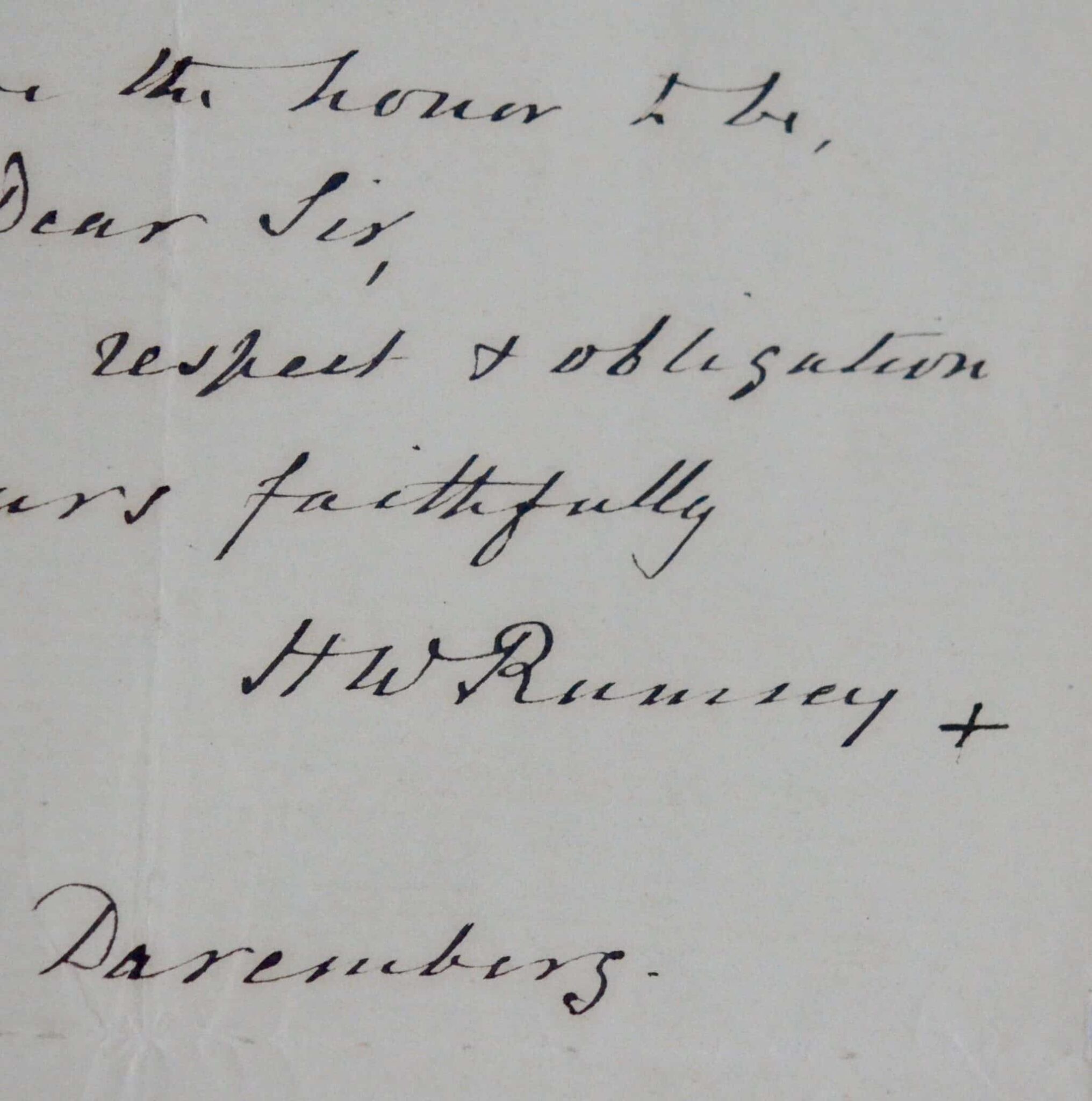 Lettre d’Henry Wyldbore Ramsey, spécialiste de la santé publique anglais