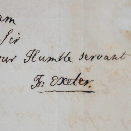 Lettre de l'évêque d'Exeter et doyen de Windsor, Frederic Keppel