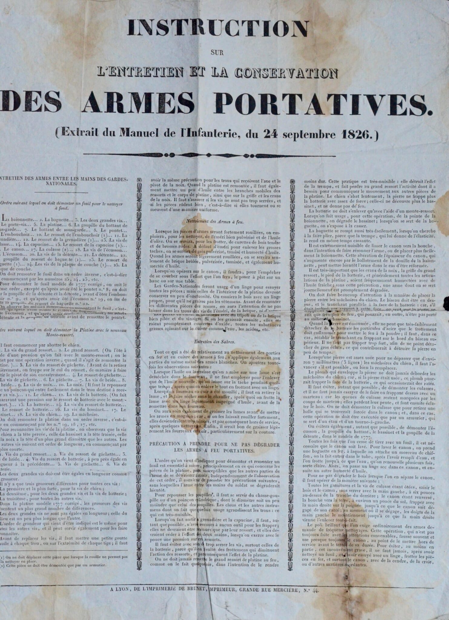 Affiche "Instructions sur l'entretien et la conservation des armes portatives" – vue 2 Affiche "Instructions sur l'entretien et la conservation des armes portatives" – vue 2