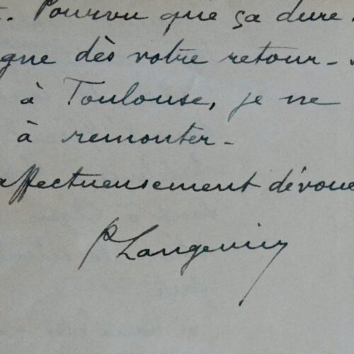 Belle lettre de Paul Langevin, au début de l'Occupation, sur la situation de l'Ecole de physique et chimie