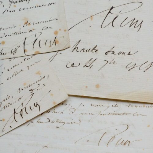 Ensemble de 4 lettres du médecin Lélut relatives à la réédition de son ouvrage sur la phrénologie