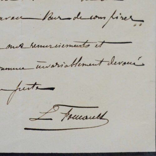 Belle lettre de Léon Foucault sur le télescope de 80 cm commandé à Georges Bontemps