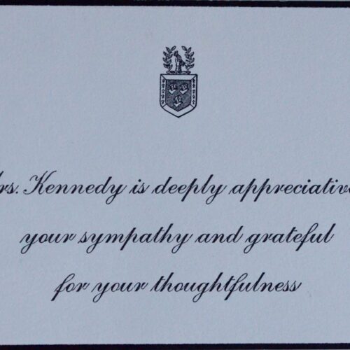 Jackie Kennedy's mourning card for the death of JFK