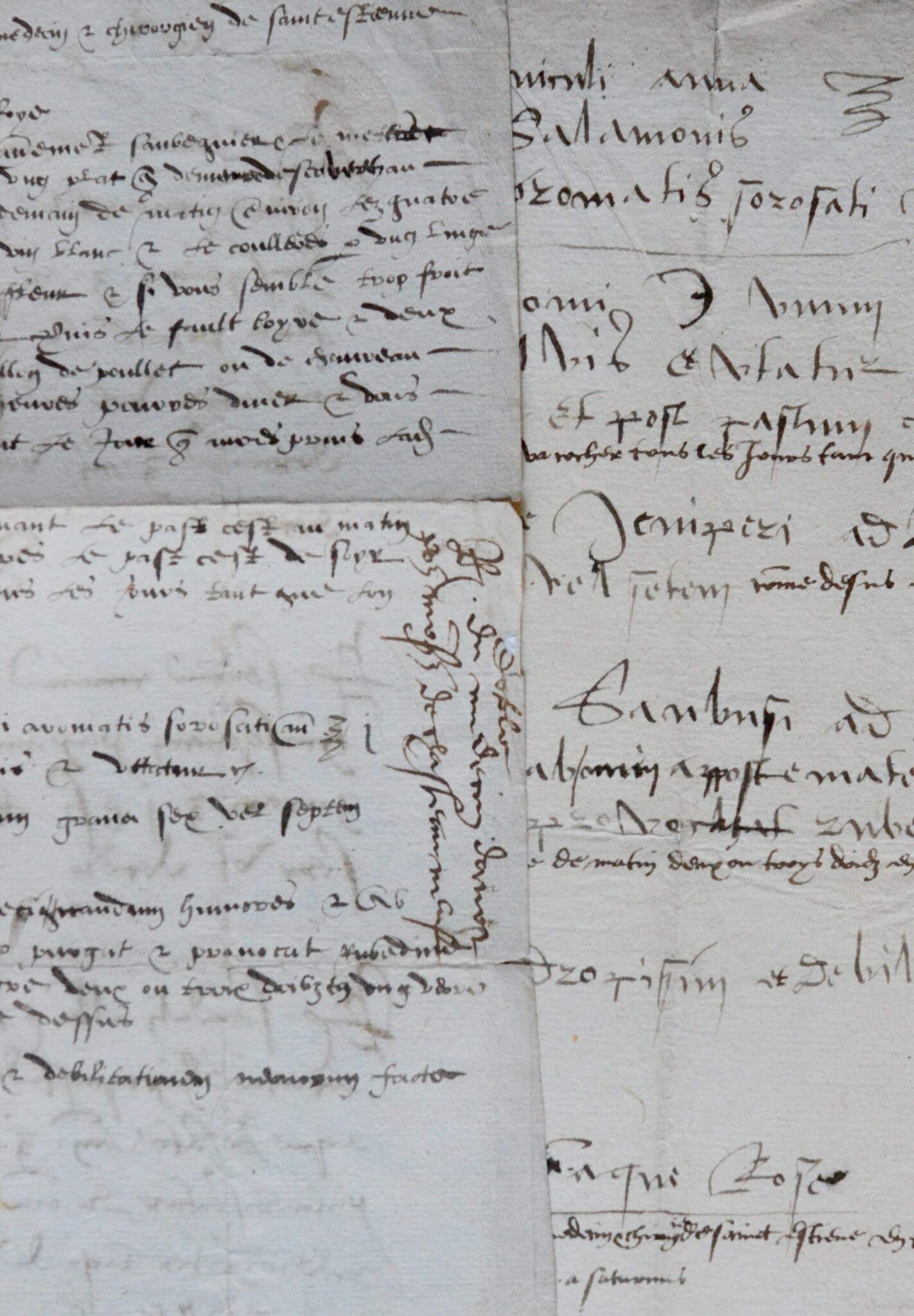 Ensemble de deux recettes médicales manuscrites du début du XVIe siècle