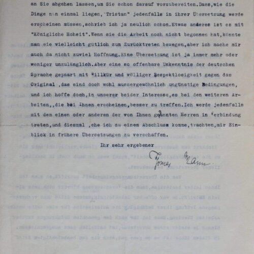 Thomas Mann se plaint de la mauvaise traduction française de Tristan – vue 2