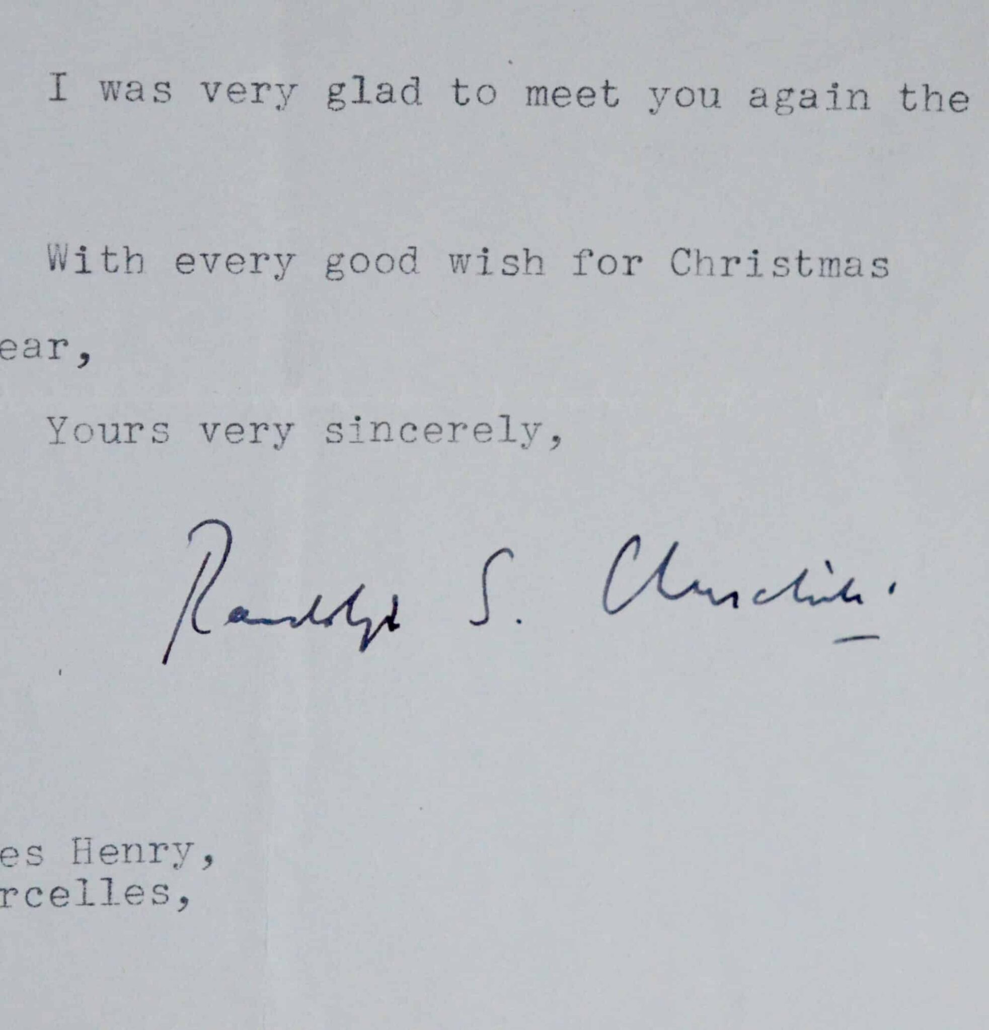 Deux lettres de Randolph Spencer Churchill, fils de Winston Deux lettres de Randolph Spencer Churchill, fils de Winston