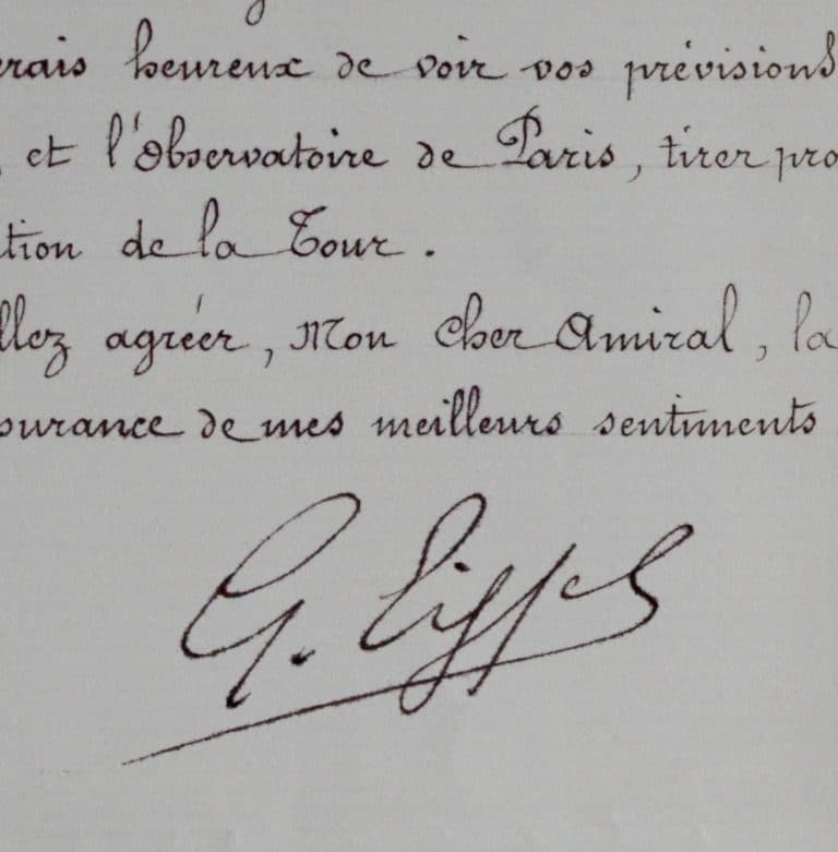 Superbe lettre de Gustave Eiffel sur laboratoires scientifiques de la Tour Eiffel