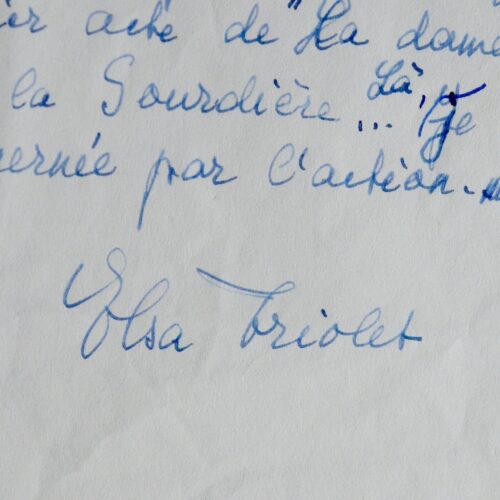 Manuscrit d'Elsa Triolet de sa critique théâtrale de La Dame aux Camélias