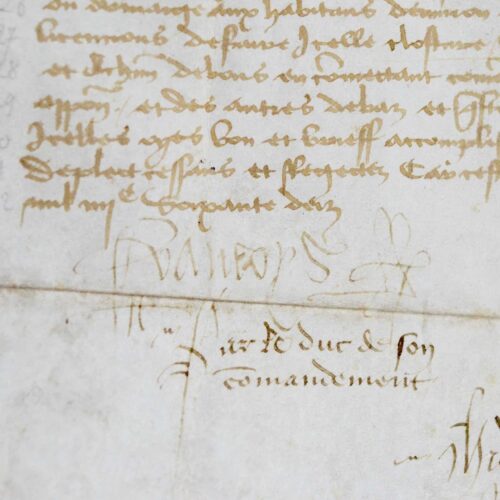 Rare document de 1471 signé par François II, dernier duc de Bretagne