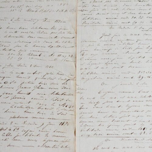 Handwritten logbook of a fishing vessel in Newfoundland (1820-1821).