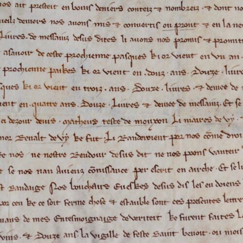 Superbe charte médiévale de Bouchard d'Avesnes, évêque de Metz, datée de 1292