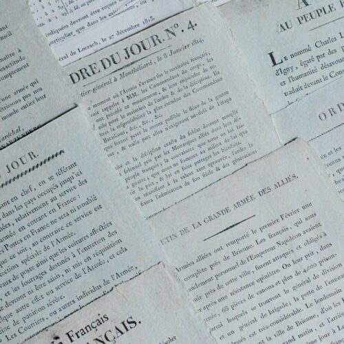 10 rares tracts imprimés durant la Campagne de France, par les armées coalisées