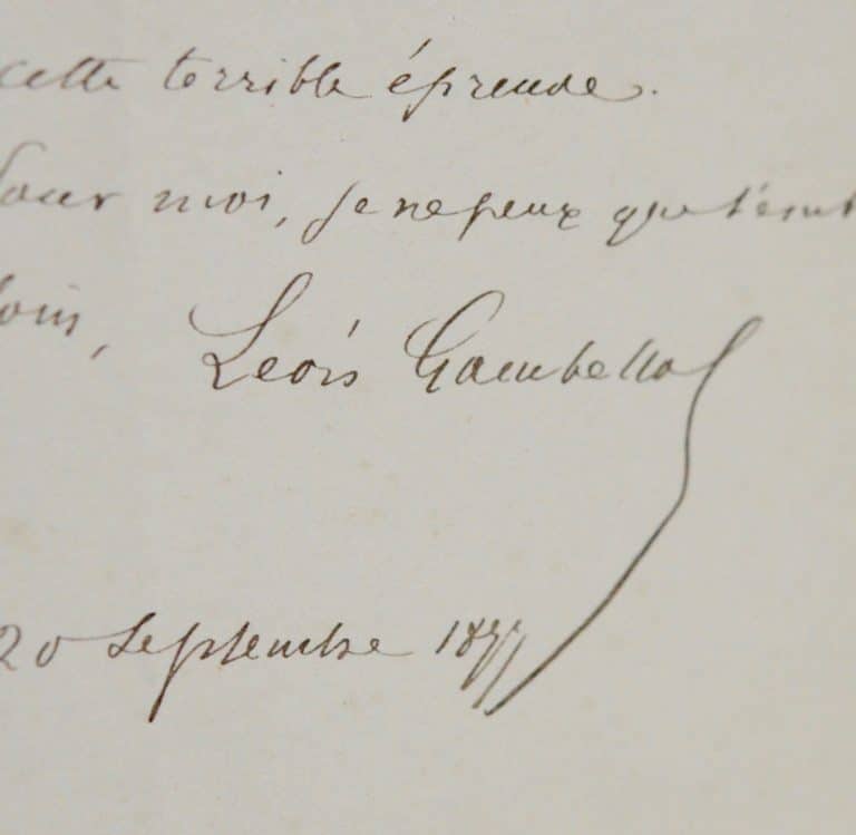 Belle lettre de Léon Gambetta à un ami éprouvé par le deuil