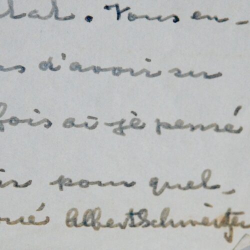 Belle lettre d'Albert Schweitzer, au président de la République Vincent Auriol