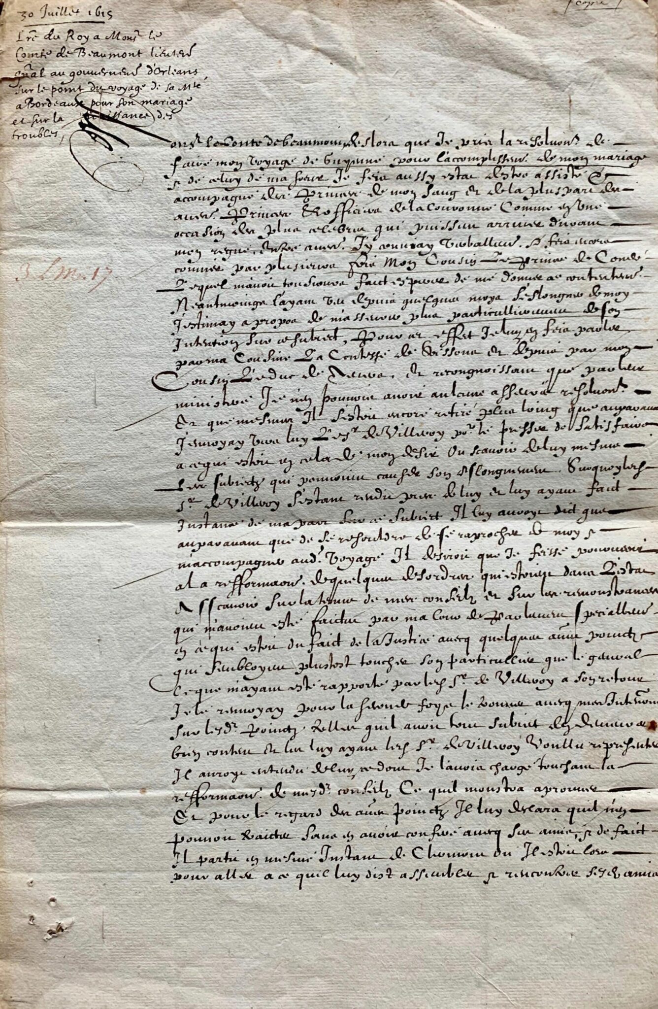 Importantes instructions de Louis XIII pour son mariage avec Anne d'Autriche – vue 6 Importantes instructions de Louis XIII pour son mariage avec Anne d'Autriche – vue 6