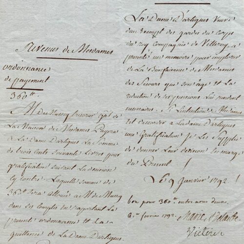 Madame Victoire et Madame Adélaïde accordent une aide financière – vue 2