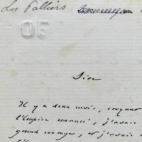 Correspondance d'Octave Feuillet à Napoléon III et à l'impératrice Eugénie