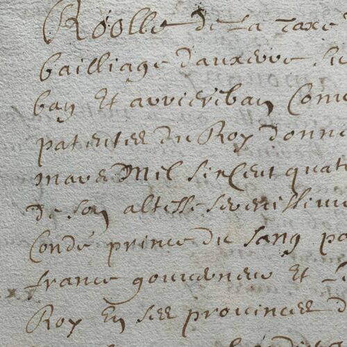 Manuscrit de 1696 du rôle de la taxe des fiefs du comté et bailliage d’Auxerre
